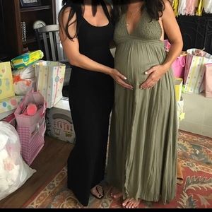 Women’s army green halter drawstring maxi